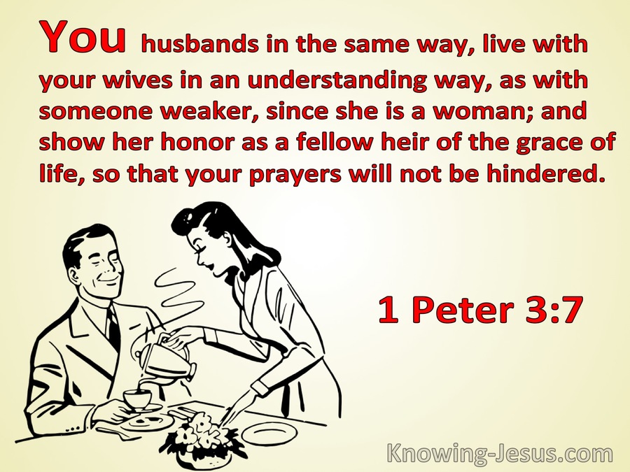 1 Peter 3:7 Husbands Live With Your Wives In An Understanding Way (red)